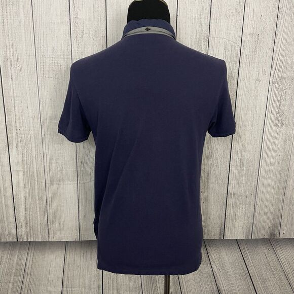 Ted Baker Men's Size 4 / Large Blue Cotton / Viscose Short Sleeve Polo Shirt - Picture 4 of 6